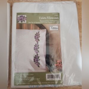 Tobin Violets Stamped Embroidery Pillowcases